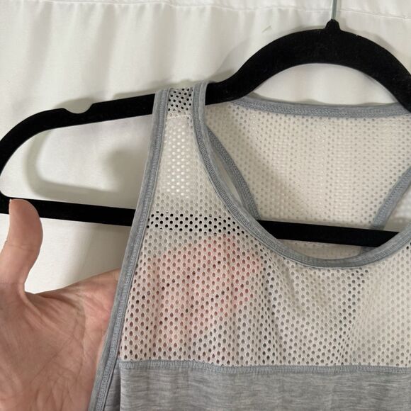 Athleta Tank Top Women's Small Heathered Grey Breathable Mesh Sleeveless - Picture 4 of 10